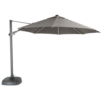 Image of Kettler 3.5m Free Arm Parasol with LEDs and Wireless Speaker in Grey