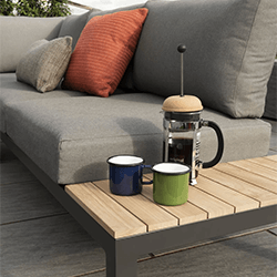 Extra image of Kettler Elba Low Corner Sofa Set with Signature Cushions in Anthracite / Teak