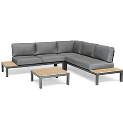 Extra image of Kettler Elba Low Corner Sofa with Signature Cushions in Anthracite / Teak - No Coffee Table