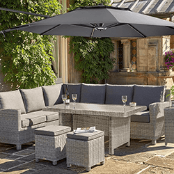 Extra image of Kettler 3.3m Free Arm Grey frame / Grey taupe Canopy Parasol (with LED lights and Wireless Speaker)