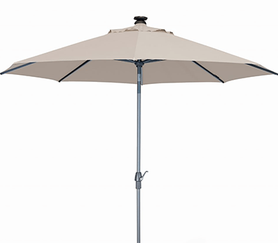 Image of Kettler 3.0m Wind up Parasol with Tilt, with Grey Frame and Stone Canopy and LEDs