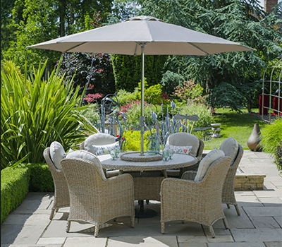 Image of LG Bergen 6 Seater Weave Dining Set with 3m Parasol