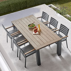 Extra image of Kettler Elba 6 Seat Dining Set in Teak/Grey with Signature Cushions