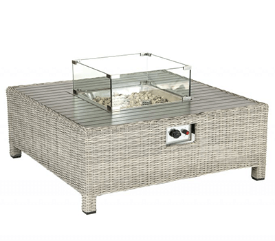 Image of Kettler Palma Low Fire Pit Table in White Wash