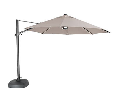 Image of Kettler 3.3m Free Arm Parasol Grey frame / Stone Canopy (with LED lights and Wireless Speaker)