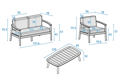 Freeport Lounge Set dimensions image