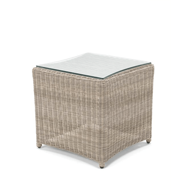 Image of Kettler Palma Glass Top Side Table 45cm x 45cm - Oyster