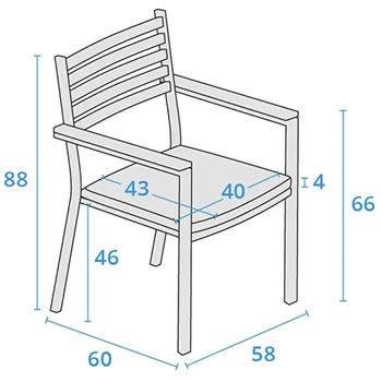 Kettler Elba Dining Chair - dimensions image
