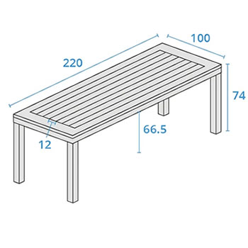 Kettler Elba Dining Table - dimensions image