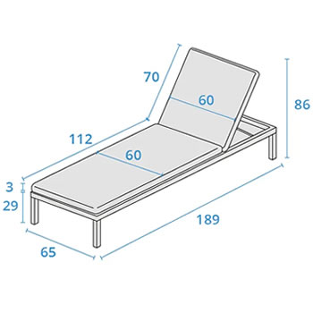 Kettler Elba Sunlounger - dimensions image