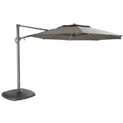 Extra image of Kettler 3.3m Free Arm Grey frame / Grey taupe Canopy Parasol (with LED lights and Wireless Speaker)