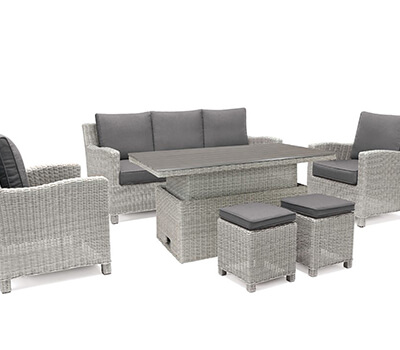 Image of Kettler Palma Sofa Set with Height Adjustable Table in White Wash/Taupe
