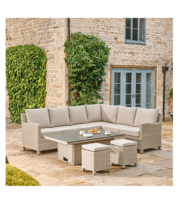 Image of Kettler Palma Left Hand Corner Sofa Set with S-Q Table in Oyster and Stone