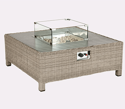 Image of Kettler Palma Low Lounge Fire Pit Table in Oyster