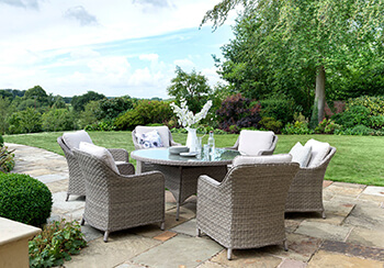 Image of Kettler Charlbury 6 Seat Round Casual Dining Set with Lounge Chairs