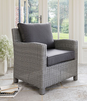 Image of Kettler Palma Weave Armchair - White Wash and Taupe