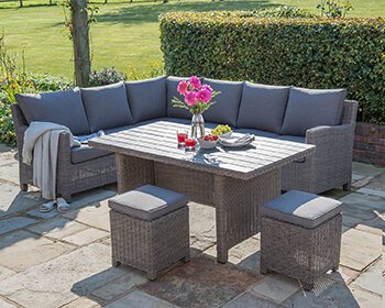 Image of Kettler Palma Right Hand Corner Sofa Set in Rattan with Polywood Table