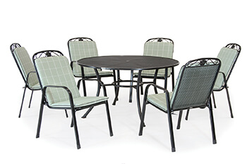 Image of Kettler Siena 6 Seat Dining Set with Parasol - Sage