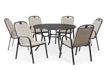 Image of Kettler Siena 6 Seat Dining Set - Stone NO PARASOL