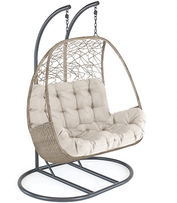 Image of Kettler Palma Double Cocoon Hanging Egg Chair in Oyster & Stone