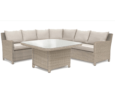 Image of EX-DISPLAY / COLLECTION ONLY - Kettler Palma Grande Corner Sofa Set with Glass Topped Table in Oyster/Stone