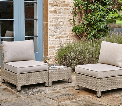 Image of Kettler Palma Low Companion Set - Oyster with Stone cushions