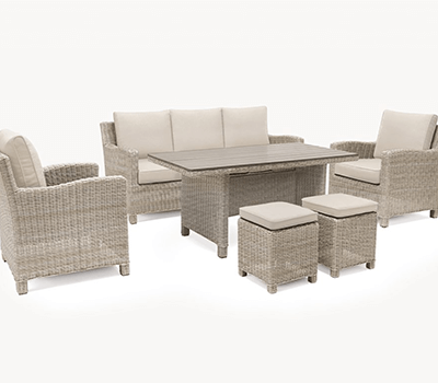 Image of Kettler Palma Sofa Set with Slat Top Table, in Oyster and Stone