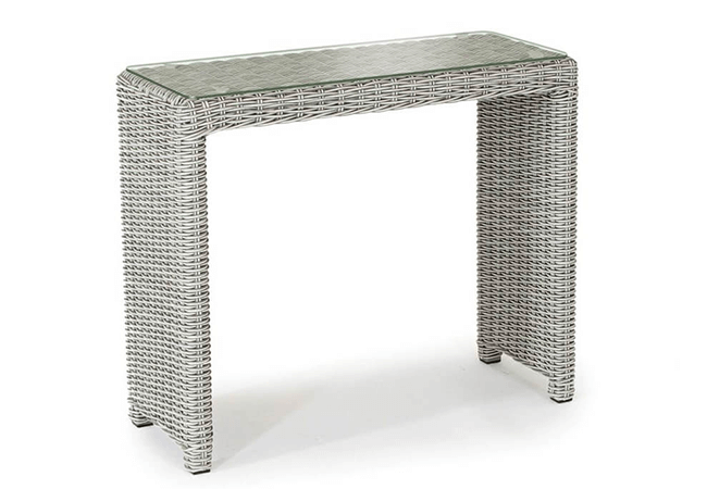 Image of Kettler Palma Weave Glass Top Side Table - White Wash