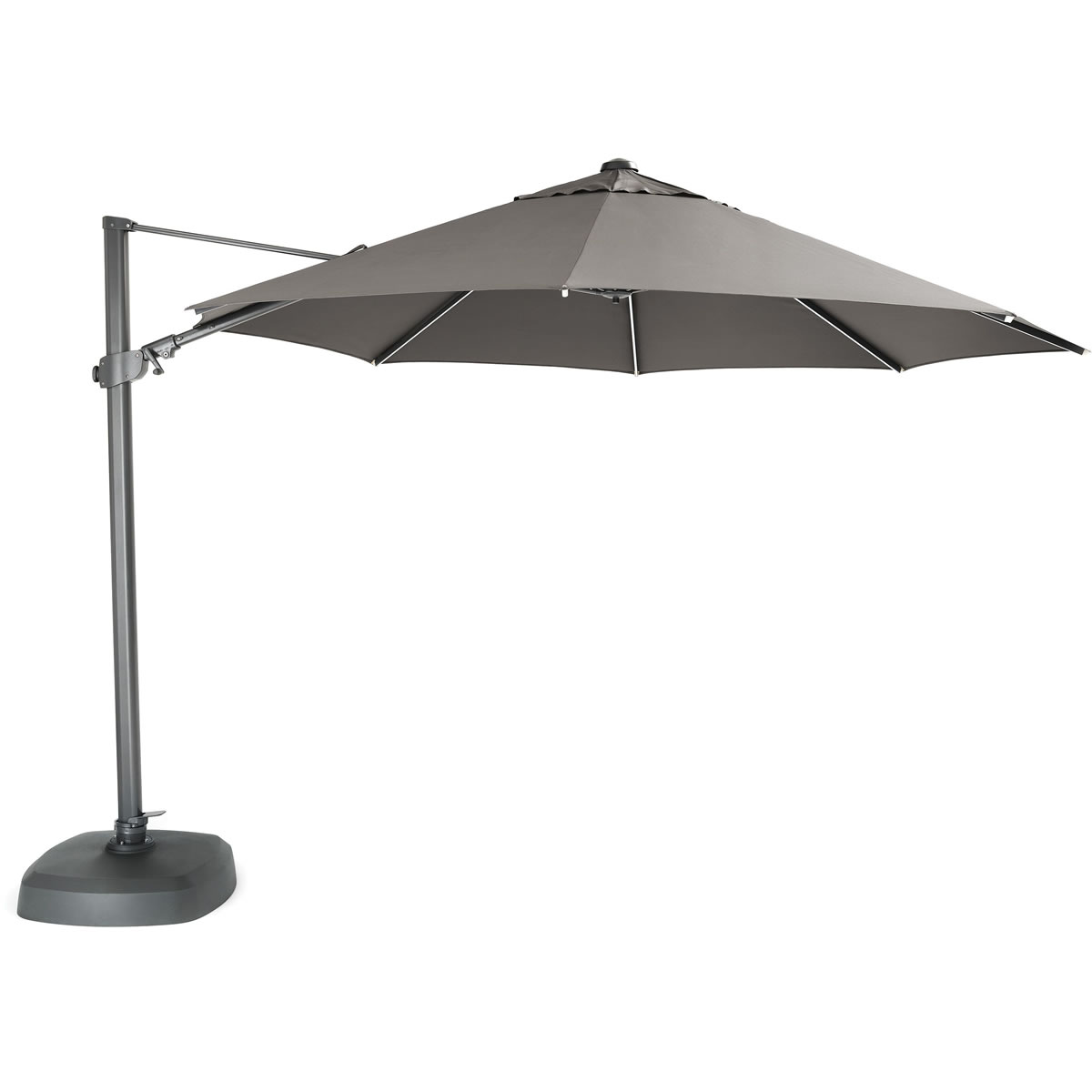 Kettler Arm Parasol with LEDs and Wireless Speaker in Grey - | Garden4Less UK Shop