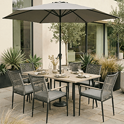 Extra image of Kettler Merano 6 Seat Dining Set with Parasol and Base