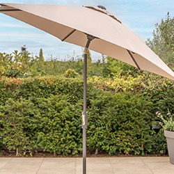 Image of Kettler 3.0m Wind-Up Parasol with Auto Tilt & Night Cover - Grey Frame / Stone Canopy