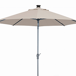 Small Image of Kettler 3.0m Wind up Parasol with Tilt, with Grey Frame and Stone Canopy and LEDs