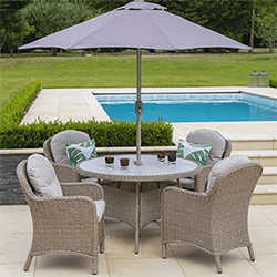 Small Image of LG Bergen 4 Seater Weave Dining Set with 2.5m Parasol