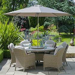 Small Image of LG Bergen 6 Seater Weave Dining Set with 3m Parasol