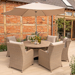 Image of Kettler Derwent 6 Seat Dining Set with Parasol