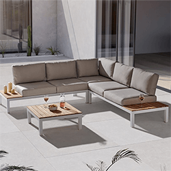 Small Image of Elba Low Lounge Corner Sofa Set in White