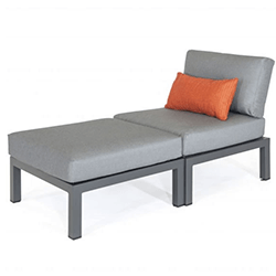 Small Image of Kettler Elba Side Chair with Footstool in Grey with Signature Cushions