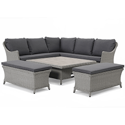 Extra image of Kettler Foxley Square Corner Set with High/Low Eco Wood Table and 2 Benches