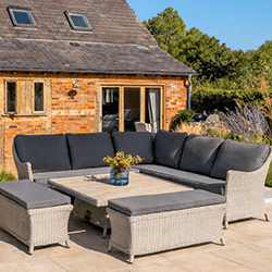 Extra image of Kettler Foxley Square Corner Set with High/Low Eco Wood Table and 2 Benches