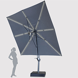 Extra image of Kettler 4x3m Free Arm Parasol - Grey frame / Slate Grey Canopy
