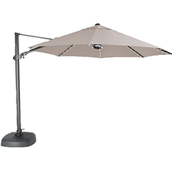Small Image of Kettler 3.3m Free Arm Parasol Grey frame / Stone Canopy (with LED lights and Wireless Speaker)