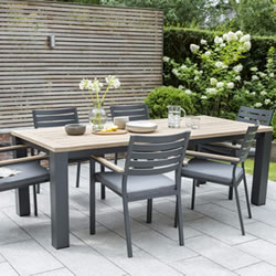 Image of Kettler Elba Dining Table with 6 Chairs in Anthracite / Teak