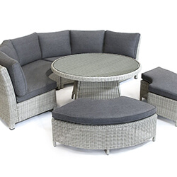 Extra image of EX-DISPLAY / COLLECTION ONLY - Kettler Palma Round Sofa Set in White Wash / Taupe with SLAT Round table-140cm
