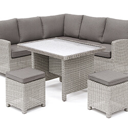 Extra image of Kettler Palma Mini Corner Sofa Dining Set in White Wash / Taupe with Glass Top Table
