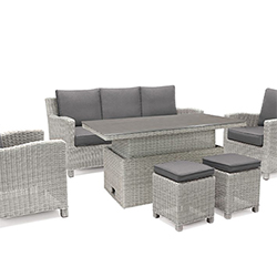 Small Image of Kettler Palma Sofa Set with Height Adjustable Table in White Wash/Taupe