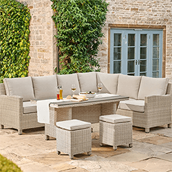 Small Image of Kettler Palma Left Hand Corner Sofa Set with Slat Top Table in Oyster and Stone