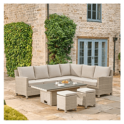 Small Image of Kettler Palma Left Hand Corner Sofa Set with S-Q Table in Oyster and Stone