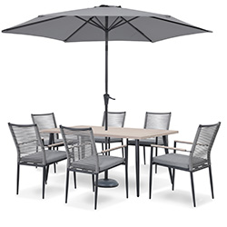 Extra image of Kettler Merano 6 Seat Dining Set with Parasol and Base