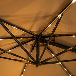 Extra image of Kettler Orion 3.0m Round LED Cantilever Parasol with Side Tilt, Granite Base & Night Cover - Grey Frame / Stone Canopy