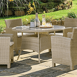 Small Image of Kettler Palma 4 Seater Dining Set in Oyster & Stone